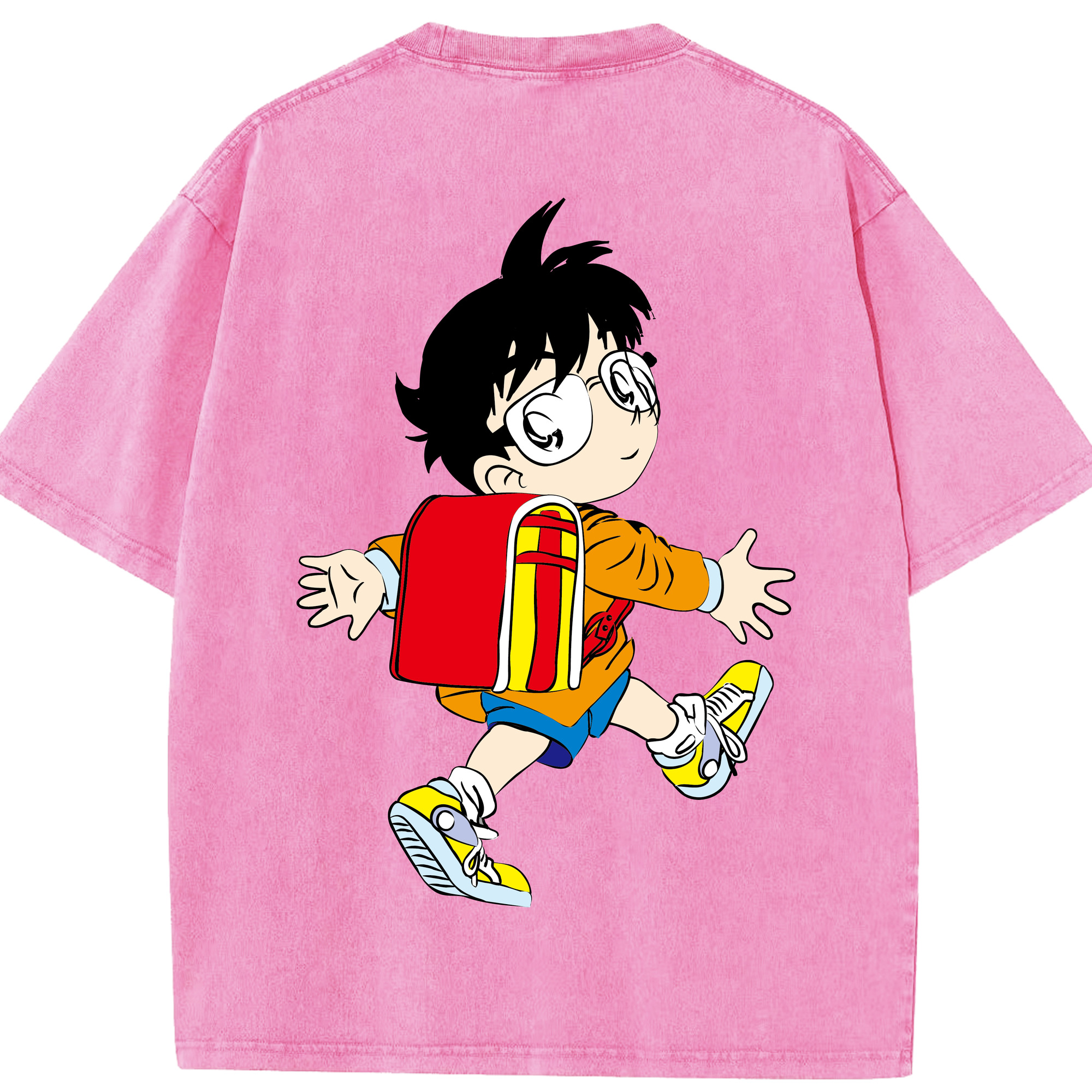 （画像用） 名探偵コナン 江戸川 コナン Detective Conan Conan Edogawa 綿100% ヴィンテージ風 半袖Tシャツ（背面プリント）